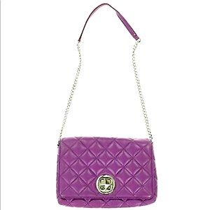 Kate Spade New York Pale Gold Coast Meadow Shoulder Bag Purple Quilted
